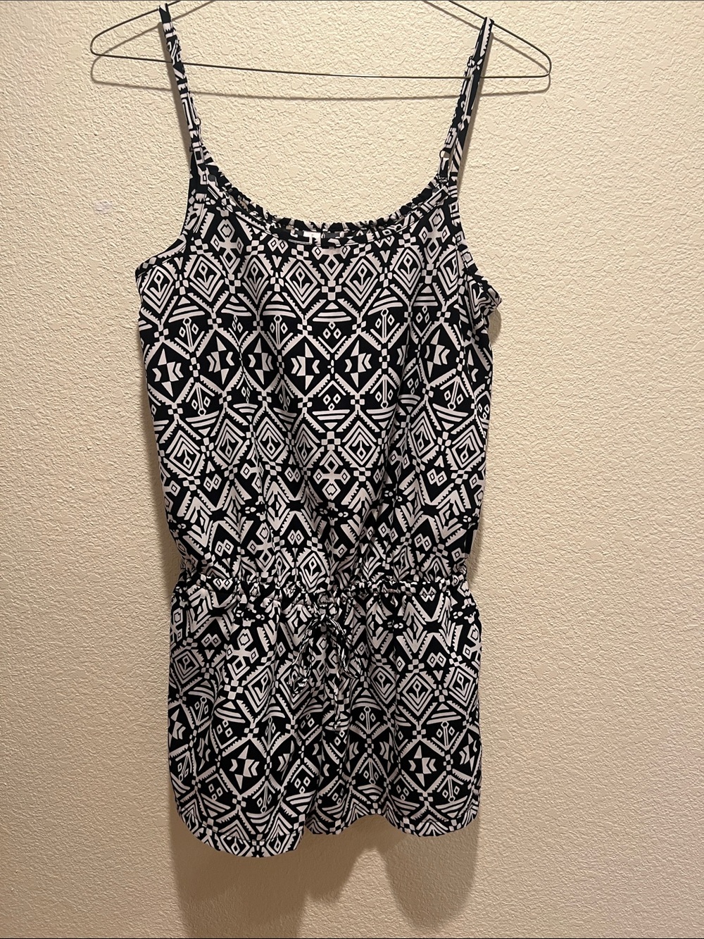 Threads 4 Thought Black & White Geometric Spaghetti Strap Romper